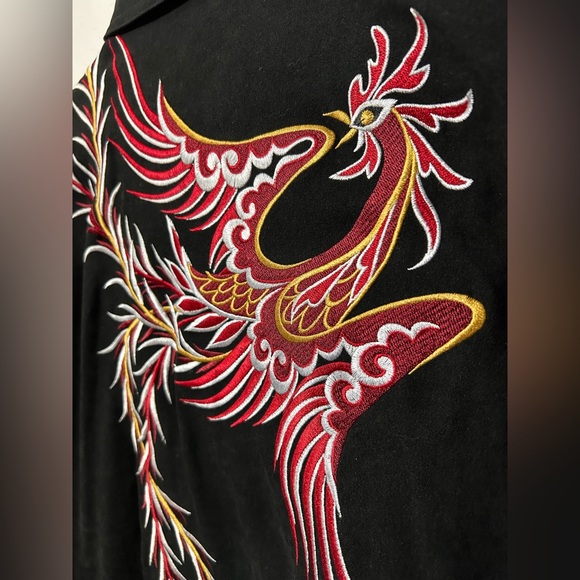 Bob Mackie Y2K Wearable Art Phoenix Embroidered Faux Suede Jacket Size L - Picture 4 of 14